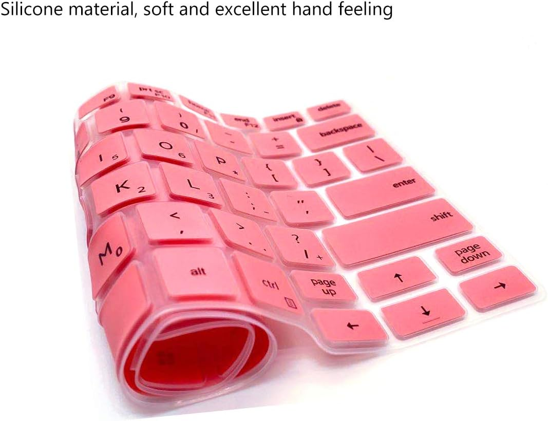 2PCS Keyboard Cover for Dell Latitude 5000 Series 5300 5310 13.3 Inch Laptop, Dell Latitude 7000 Series 7300 13.3" Laptop Keyboard Protective Skin -Pink+Clear image number 2