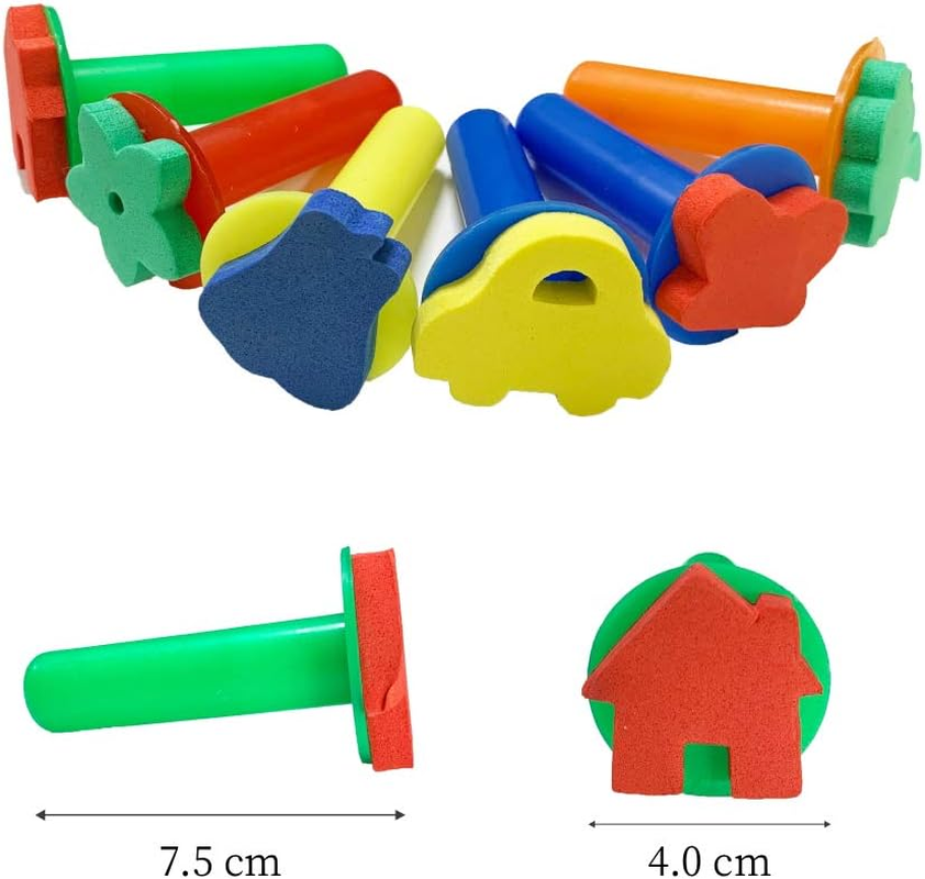 Lumsburry 54Pcs Kids Art & Craft Early Learning Painting Sponges Stamper Mini Paint Brushes Kit with 26 English Alphabets Drawing Tools (Brushes Only) image number 3