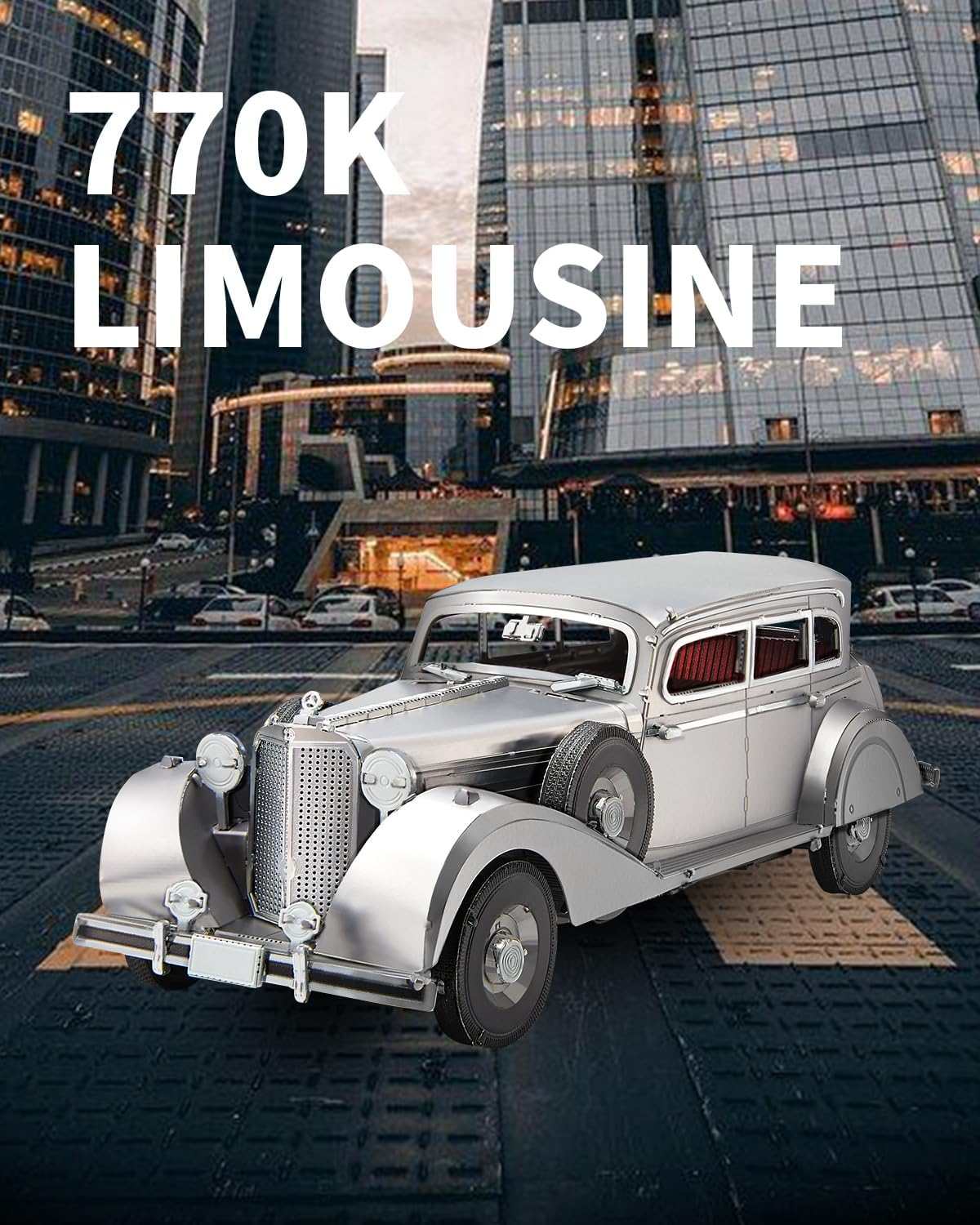 Piececool 3D Puzzles for Adults, Bulletproof Sedan 770K Model Kits Building, Car Model DIY Puzzle Set, Christams Gifts -154 Pcs image number 2