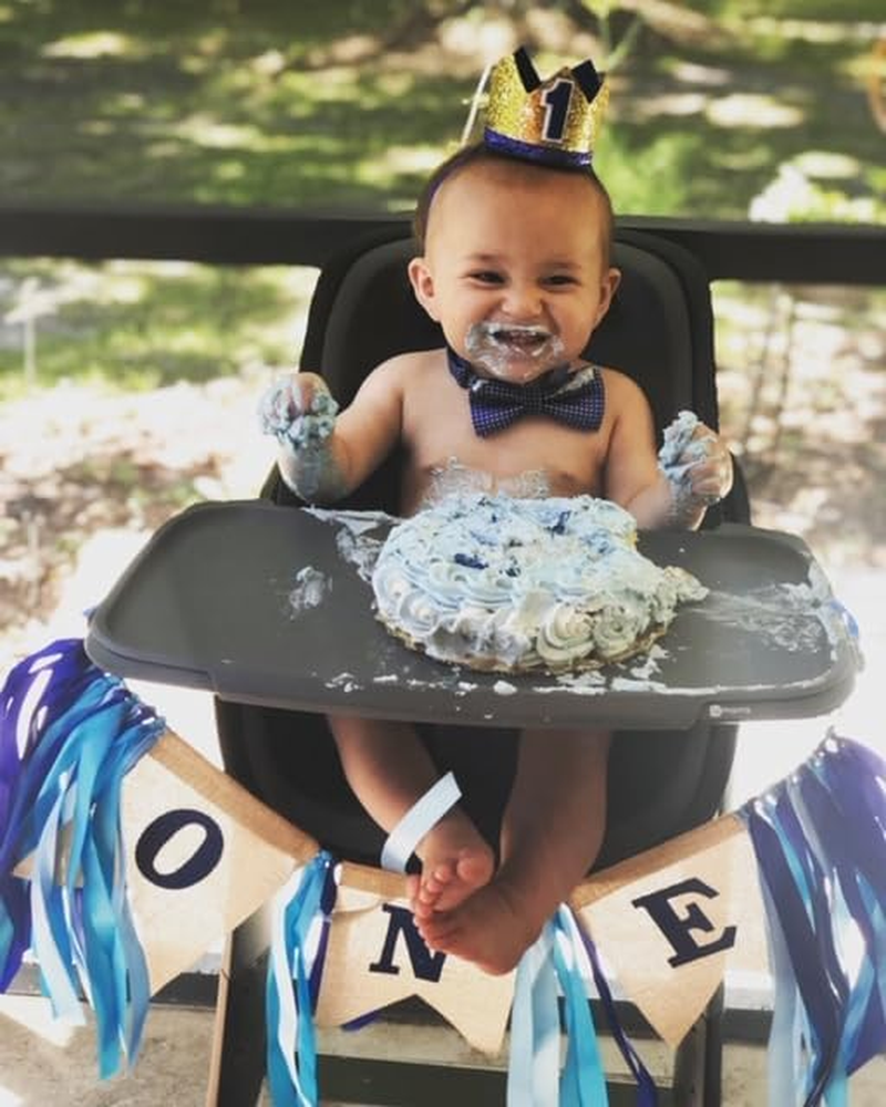 Baby 1St Birthday Boy Decorations with Crown - Baby Boy First Birthday Decorations High Chair Banner - Cake Smash Party Supplies - Happy Birthday ONE Burlap Banner, No.1 Crown, Glitter Cake Topper image number 3