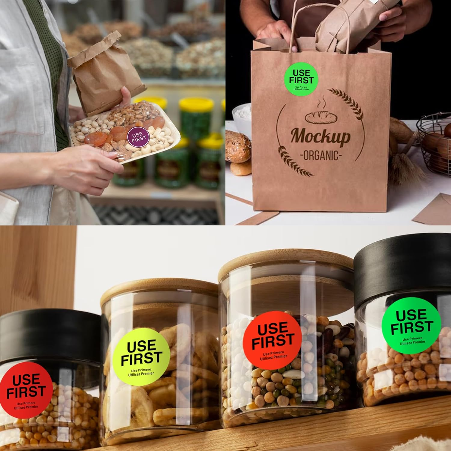 Hybsk 500Pcs USE First Stickers 1.5 Inch Fluorescent Stickers,Restaurant Food Service Labels for Shopping Malls, Restaurant and School (Fluorescent Green) image number 5