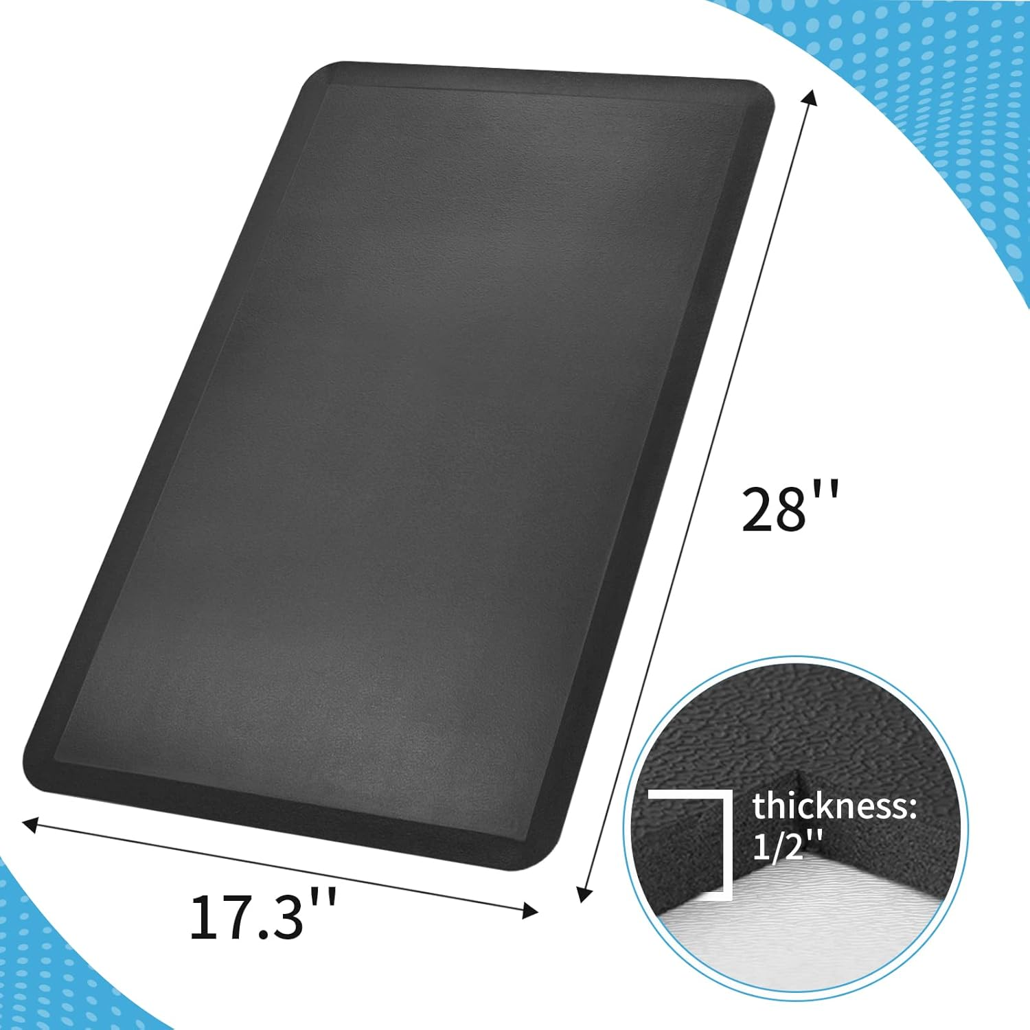 Art3D anti Fatigue Mat Kitchen, Non-Slip Cushioned Kitchen Mats Comfort Standing Desk Mats for Kitchen, Floor, Office, Sink, Laundry, 71X44X1.2 CM, Black image number 6